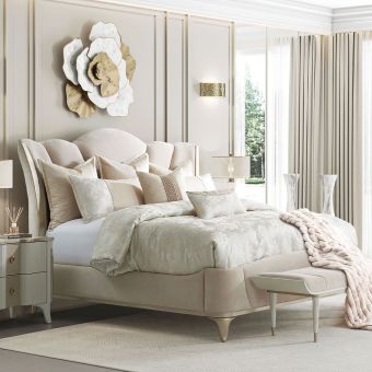 AICO Michael Amini La Marisia California King Bedroom Set in Creamy Pearl