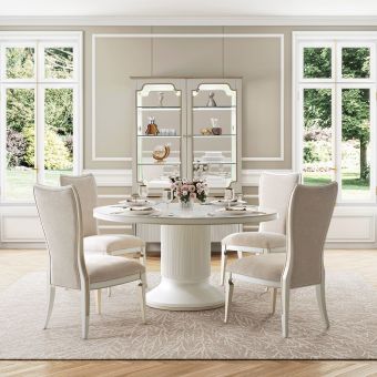AICO Michael Amini La Marisia 3pc Round Dining Set in Creamy Pearl