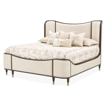 AICO Michael Amini Camellia Field King Upholstered Bed in Warm Pecan