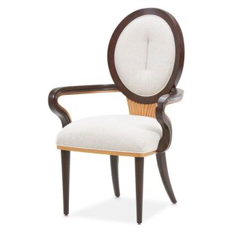 AICO Michael Amini Camellia Field Arm Chair in Warm Pecan