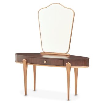 AICO Michael Amini Camellia Field Vanity with Mirror in Warm Pecan