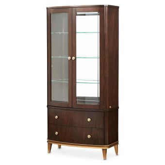 AICO Michael Amini Camellia Field Display Cabinet in Warm Pecan
