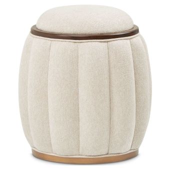 AICO Michael Amini Camellia Field Round Bench in Warm Pecan