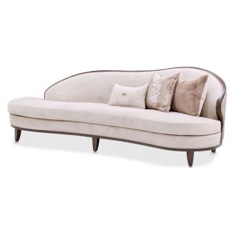 AICO Michael Amini Camellia Field Asymmetrical Sofa in Warm Pecan