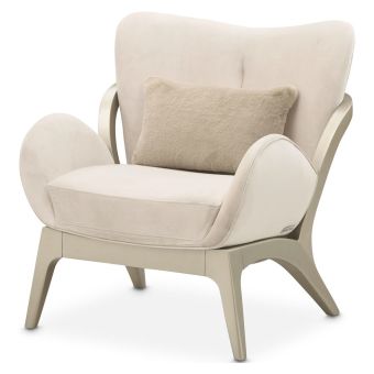 AICO Michael Amini Camellia Field Caramel Accent Chair in Ivory