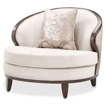 AICO Michael Amini Camellia Field Matching Chair Linen in Warm Pecan