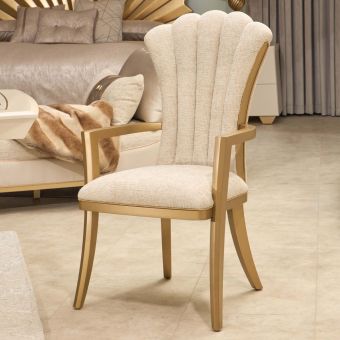 AICO Michael Amini Fantosini Dining Arm Chair in Gold Leaf