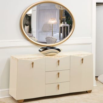 AICO Michael Amini Fantosini Sideboard with Mirror in Creamy Pearl