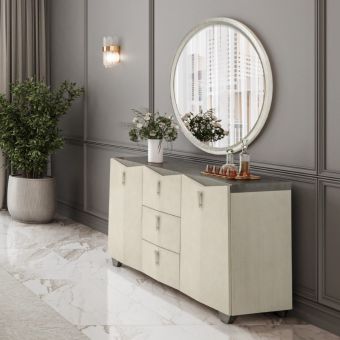 AICO Michael Amini Fantosini Sideboard with Mirror in Silver Mist