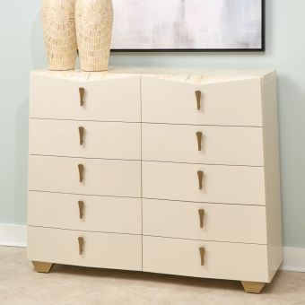 AICO Michael Amini Fantosini 10-Drawer Chest in Creamy Pearl
