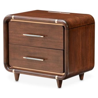 AICO Michael Amini Mason Park Nightstand with LED Lighting in Umber
