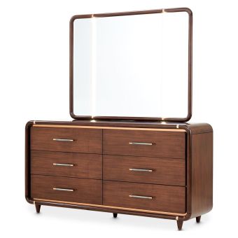 AICO Michael Amini Mason Park Dresser with Mirror in Umber