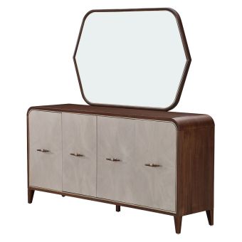 AICO Michael Amini Houston Sideboard with Mirror in Walnut