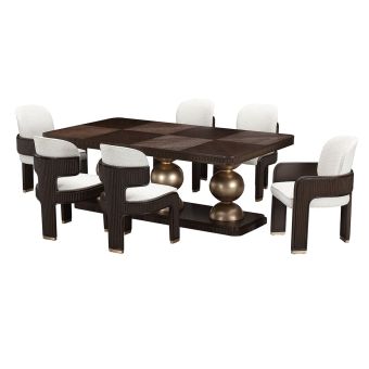 AICO Michael Amini West Kensington 3pc Rectangular Dining Set in Medium Espresso
