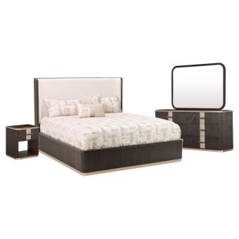 AICO Michael Amini West Kensington Eastern King Bedroom Set in Medium Espresso