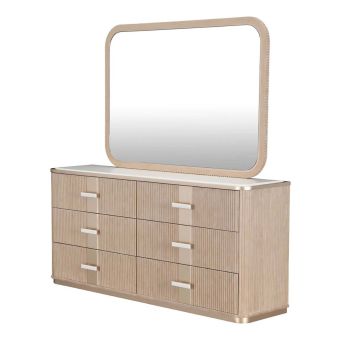 AICO Michael Amini West Kensington Dresser with Mirror, Sea Salt Caramel