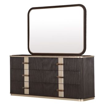 AICO Michael Amini West Kensington Dresser with Mirror in Medium Espresso