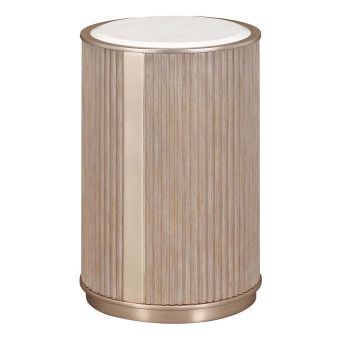 AICO Michael Amini West Kensington Chairside Table, Sea Salt Caramel