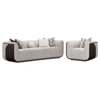 AICO Michael Amini West Kensington Sofa Set in Medium Espresso