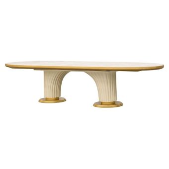 AICO Michael Amini Scotts Square Oval Dining Table in Light Champagne