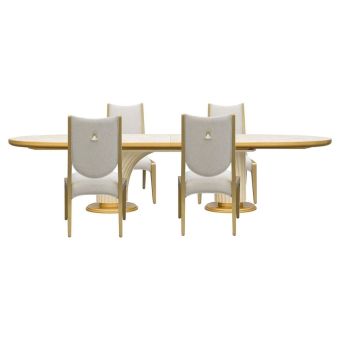 AICO Michael Amini Scotts Square 5pc Oval Dining Set in Light Champagne