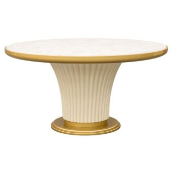 AICO Michael Amini Scotts Square Round Dining Table in Light Champagne