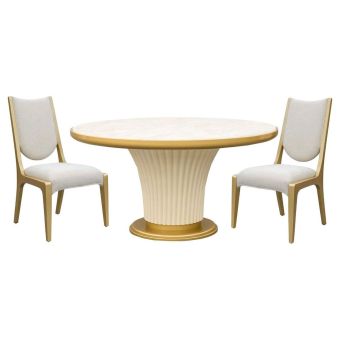 AICO Michael Amini Scotts Square 3pc Round Dining Set in Light Champagne