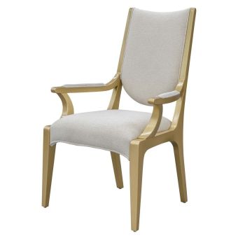 AICO Michael Amini Scotts Square Dining Arm Chair in Light Champagne