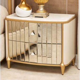 AICO Michael Amini Scotts Square Nightstand in Light Champagne