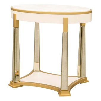 AICO Michael Amini Scotts Square End Table in Light Champagne