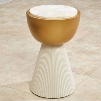 AICO Michael Amini Scotts Square Chairside Table in Light Champagne