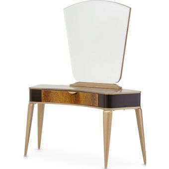 AICO Michael Amini Malibu Crest Vanity/Writing Desk with Mirror - Crotch Mahogany