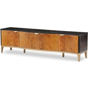 AICO Michael Amini Malibu Crest TV Console - Crotch Mahogany