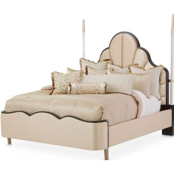 AICO Michael Amini Malibu Crest Eastern King Scalloped Poster Bed - Dark Espresso