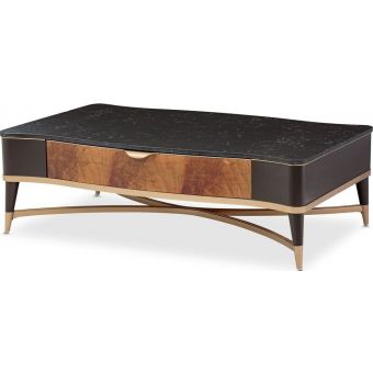 AICO Michael Amini Malibu Crest Rect. Cocktail Table - Crotch Mahogany