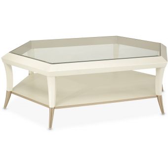 AICO Michael Amini La Rachelle Hexagon Cocktail Table with Glass