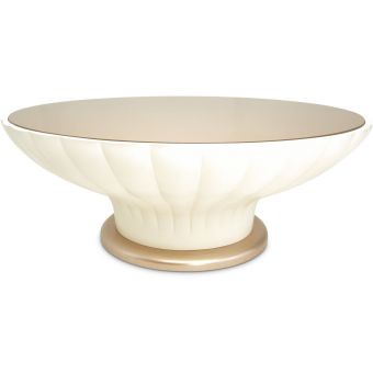 AICO Michael Amini La Rachelle Round Scalloped Cocktail Table with Glass