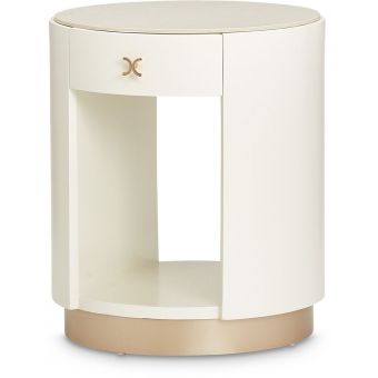 AICO Michael Amini La Rachelle Round End Table with Marble Top
