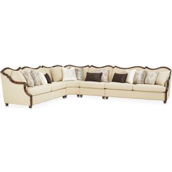 AICO Michael Amini Chamberi 4Pc Sectional - Warm Cognac