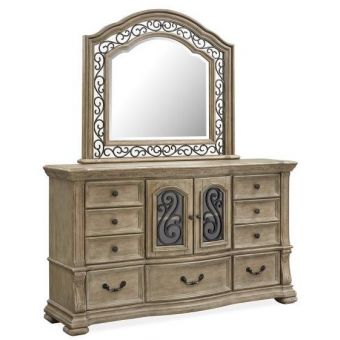 Magnussen Marisol Drawer Dresser with Mirror in Fawn