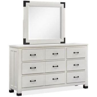 Magnussen Harper Springs Drawer Dresser with Mirror in Silo White