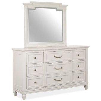 Magnussen Willowbrook Drawer Dresser with Mirror in Egg Shell White