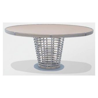Skyline Design Ruby Round Dining Table With Grey Glass