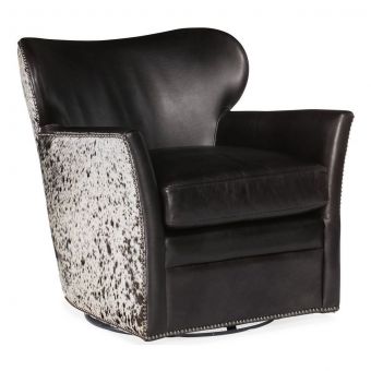 Hooker Furniture Kato Leather Swivel Chair with Salt Pepper HOH