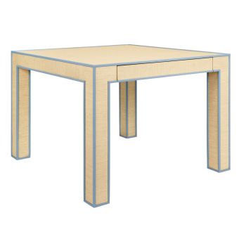 Worlds Away Collins 2 Drawer Square Game Table with Matte Light Blue Lacquer Edging