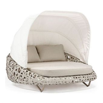 Couture Jardin Curl Daybed With Canopy, Greige