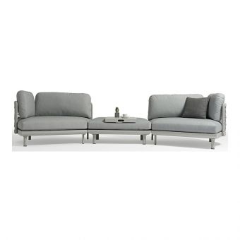 Couture Jardin Club 3Pc Bumper Sectional Sofa, Light Grey