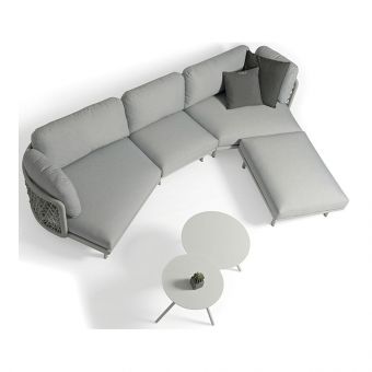 Couture Jardin Club 4Pc Bumper Sectional Sofa, Light Grey