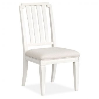 Magnussen Willowbrook Dining Side Chair with Upholstered Seat in Egg Shell White with Slight Rub Through, M10868 Natural Fabric - Set of 2