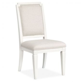 Magnussen Willowbrook Dining Side Chair with Upholstered Seat & Back in Egg Shell White with Slight Rub Through, M10868 Natural Fabric - Set of 2